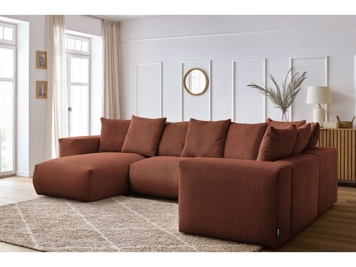 Bobochic Voltaire Wohnlandschaft 356 × 214 cm Cordsamt Orange Ecke links