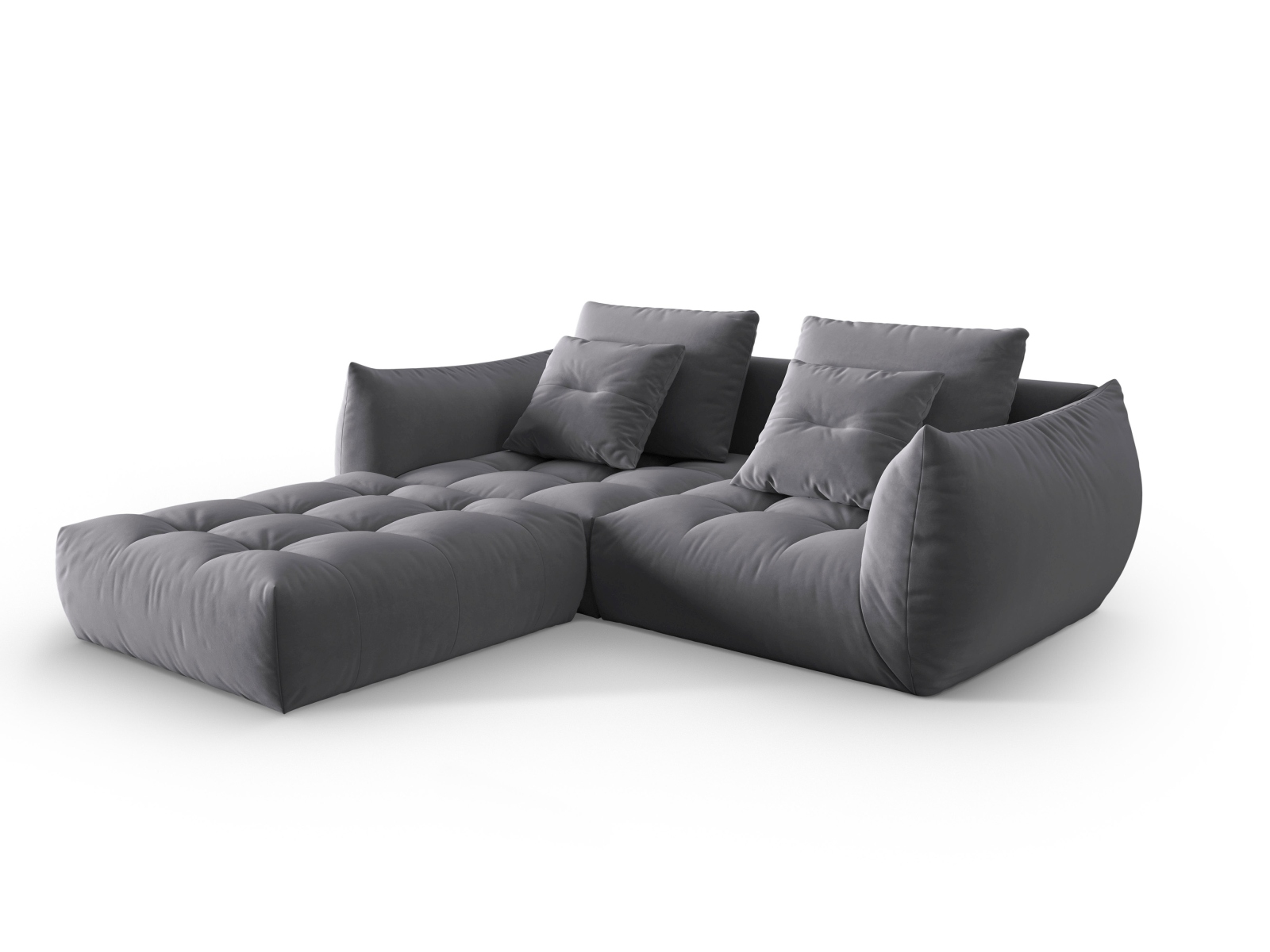 Micadoni Ecksofa Bloom 3-Sitzer Samt Dunkelgrau