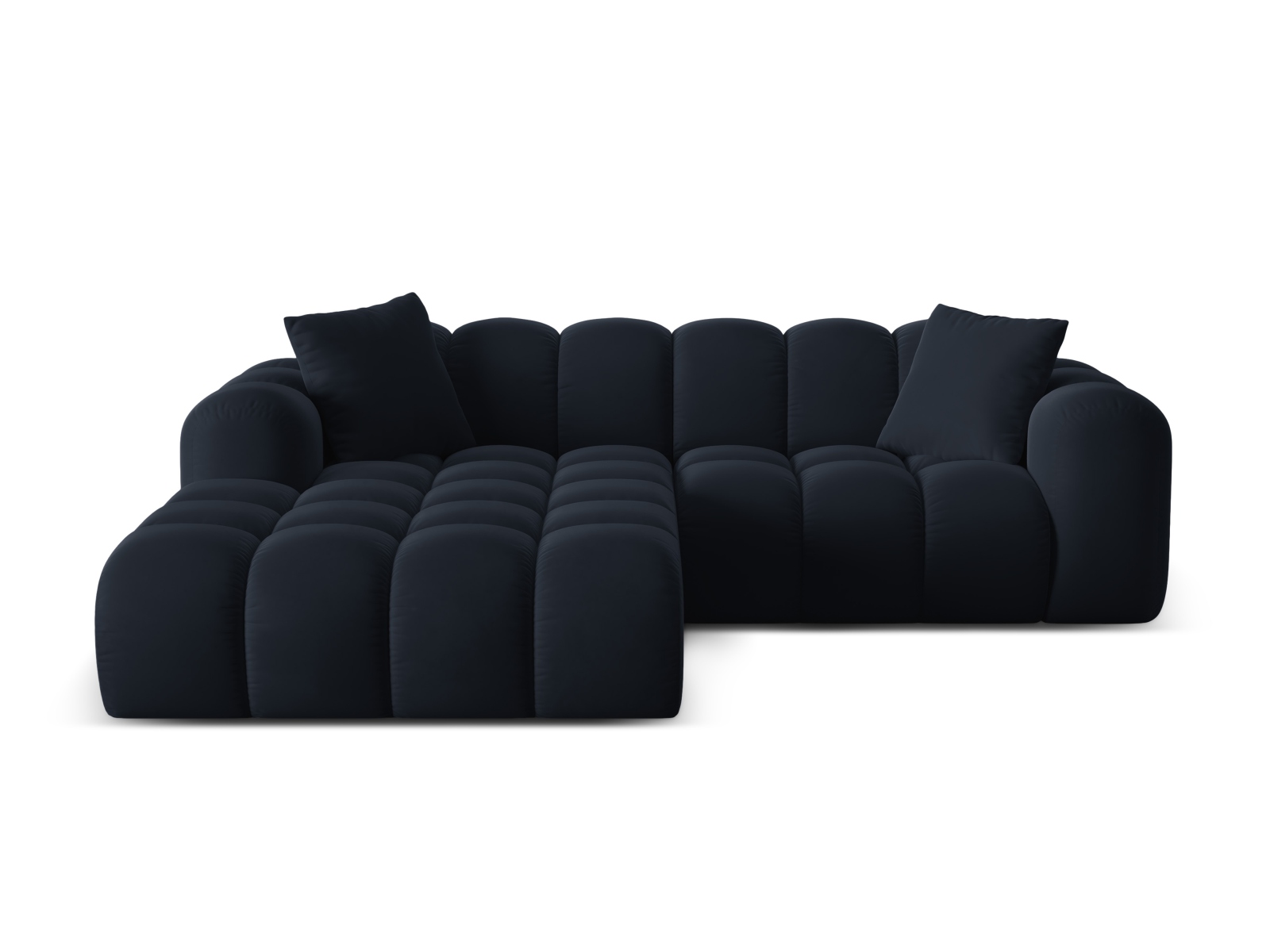 Cosmopolitan Design Ecksofa Treno 3-Sitzer Samt Bluvel Dunkelblau Links