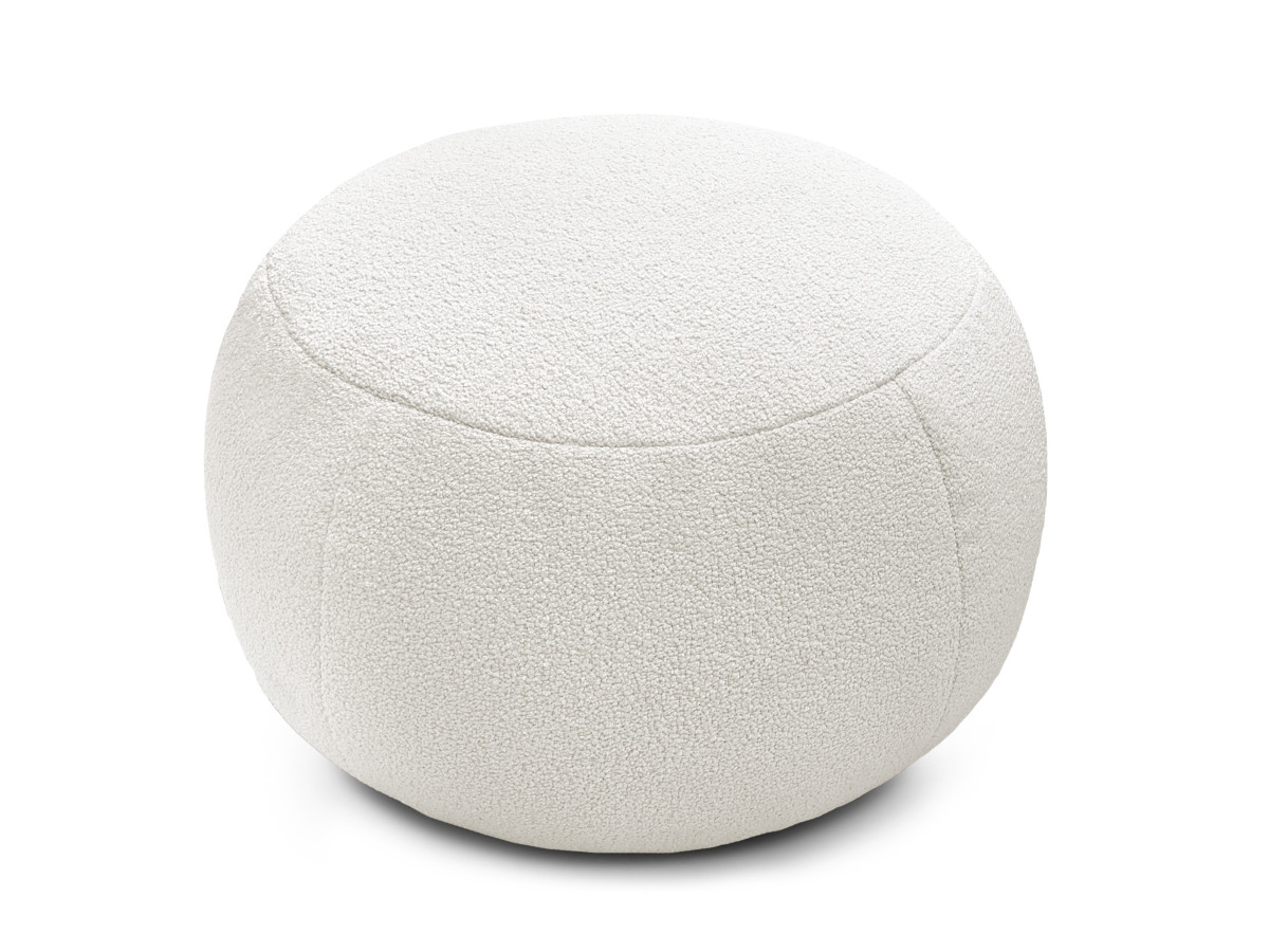 Bobochic Hayden Pouf, rund Bouclé-Stoff Weiß, 60 cm