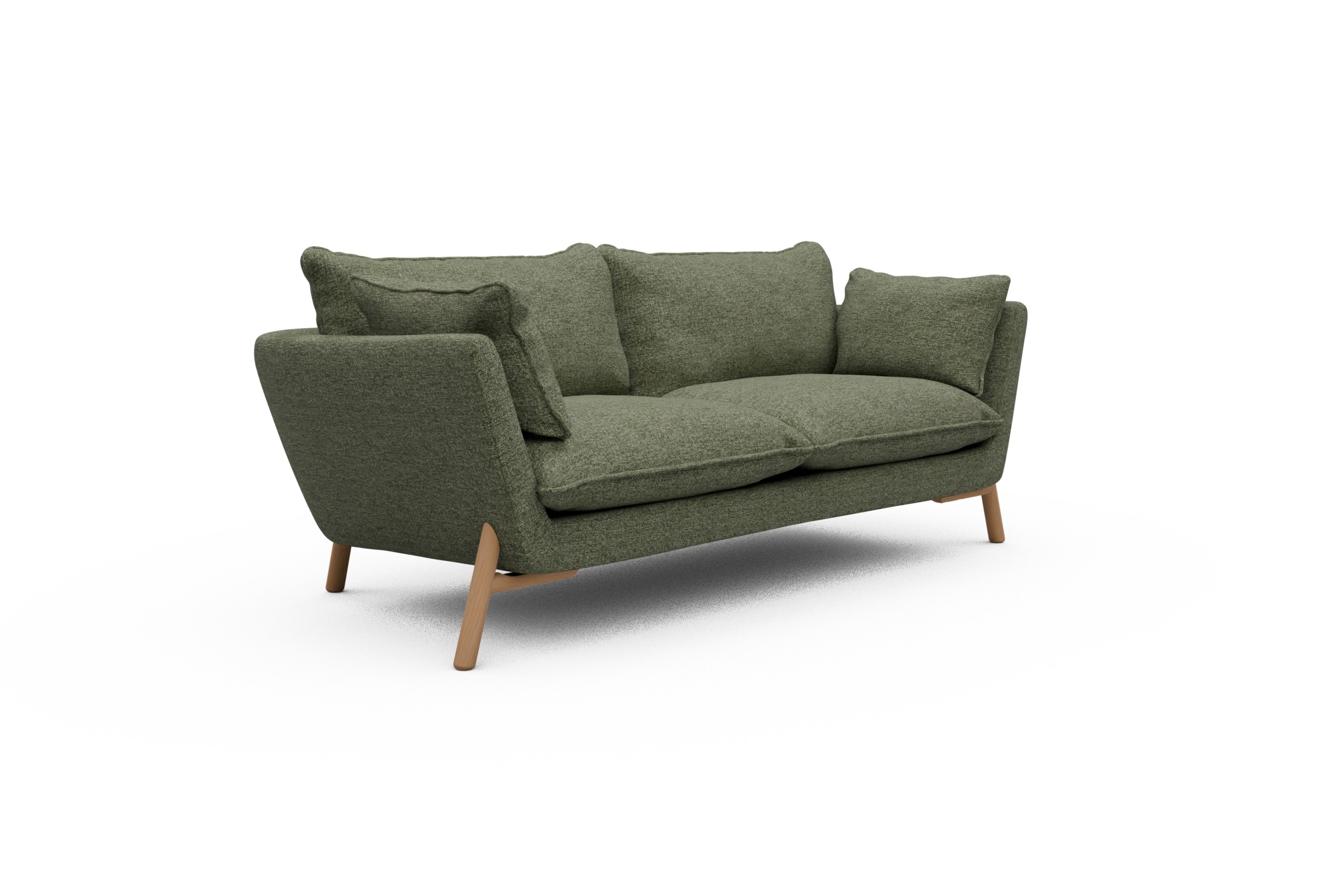 Sofa Emil PREMIUM 2-Sitzer Beinfarbe Eiche Natur Carreno-Vivid-Green