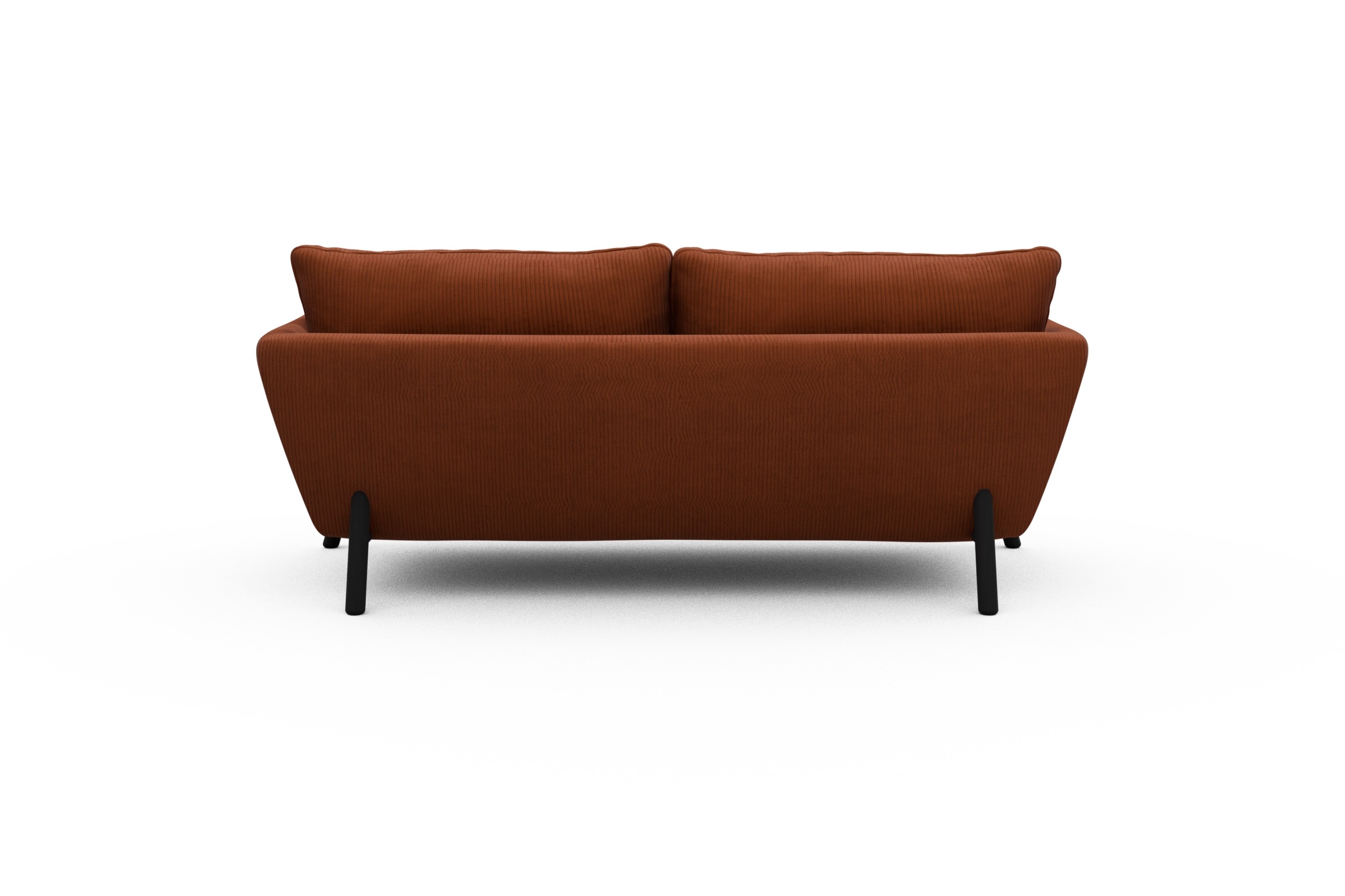Sofa Emil 2-Sitzer Beinfarbe Eiche Schwarz Corduroy-Burnt-Orange
