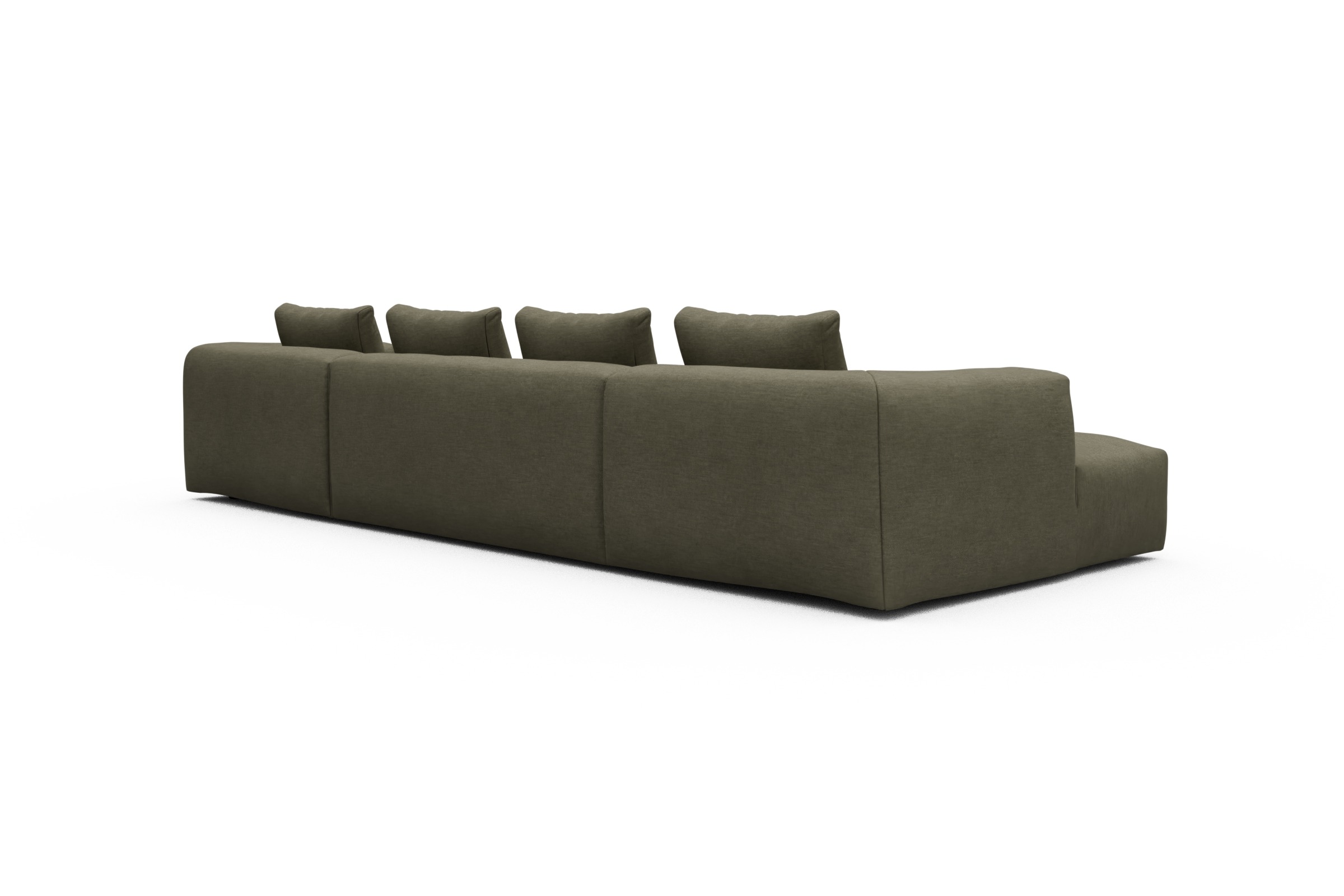 Wohnlandschaft Fred mit 2-Sitzer und Chaiselongue beidseitig Vivus-Dusty-Olive