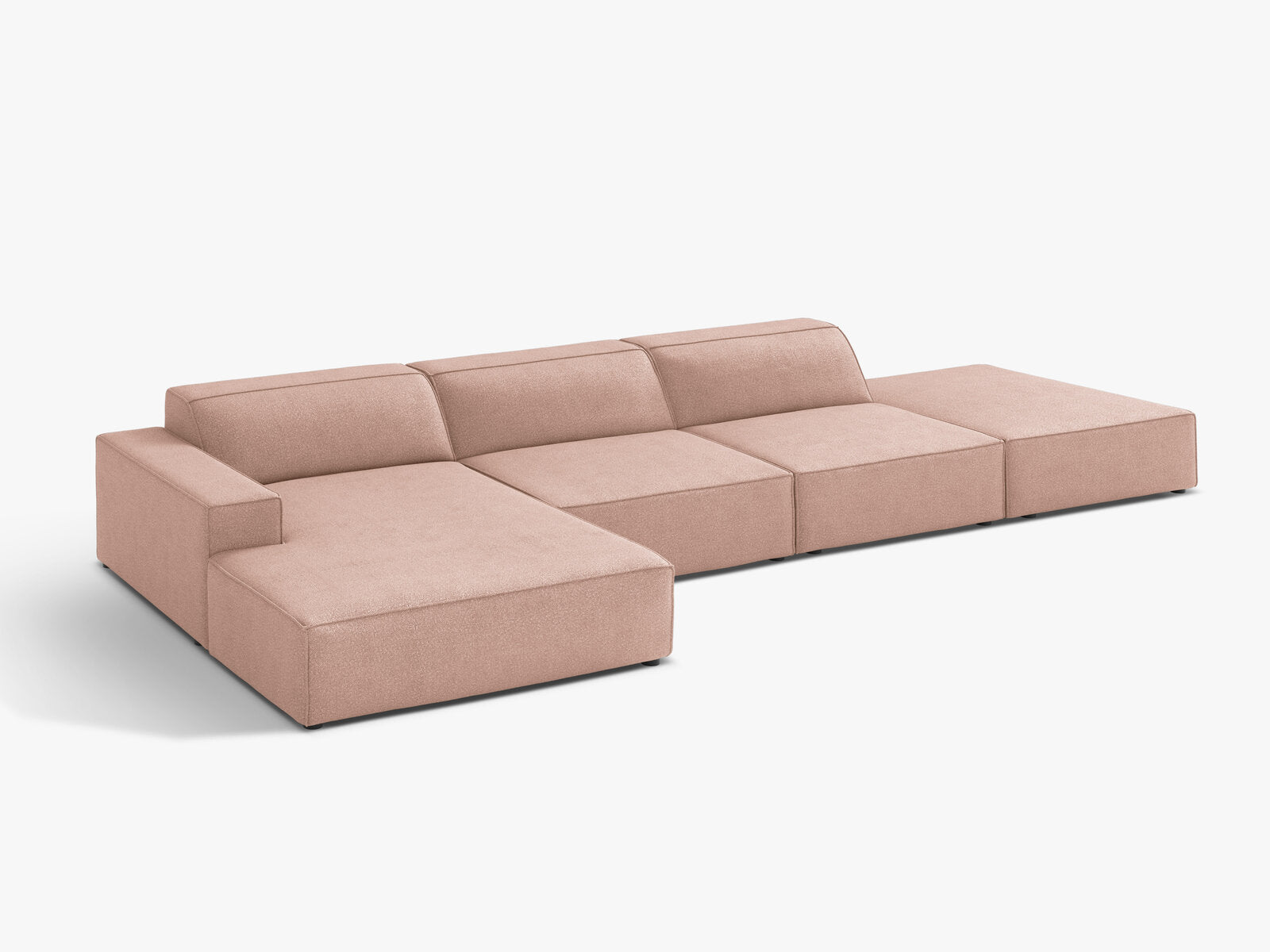 Micadoni Ecksofa Jodie 5-Sitzer Links Boucle Baloo Puderrosa