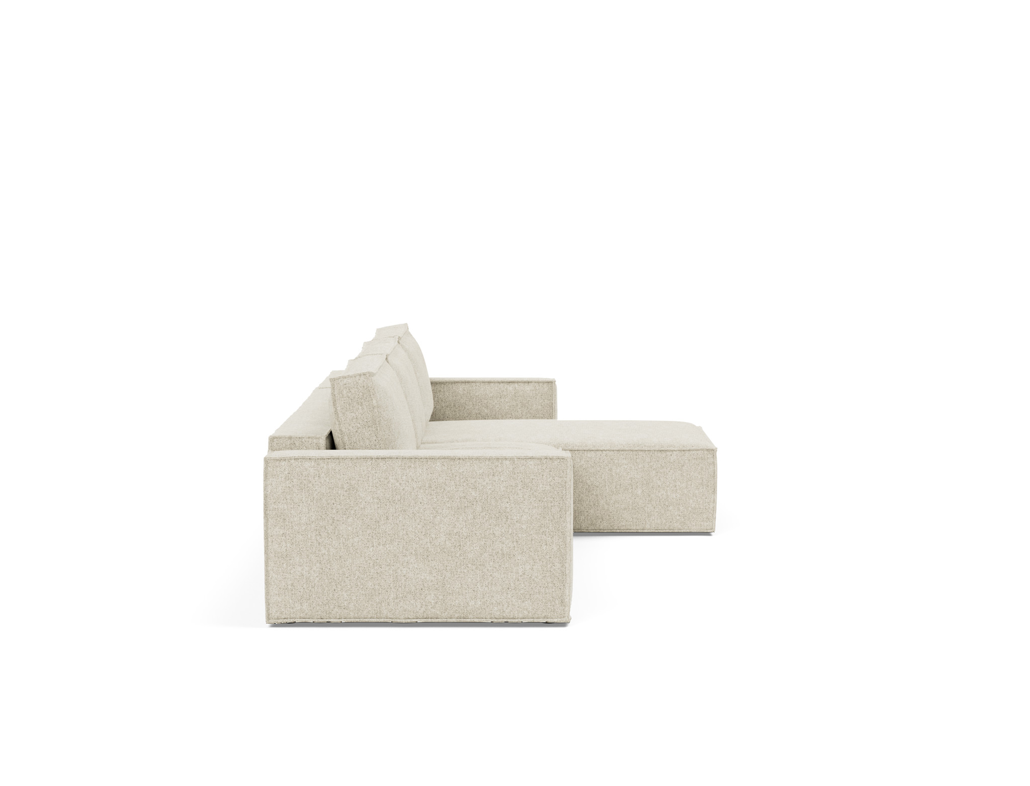 Schlafsofa Newilla mit Chaiselongue Strukturierter Stoff Taura 357-Off-White