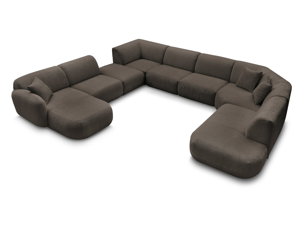 Bobochic Anda Wohnlandschaft mit Pouf 396 × 357 cm Chenille Braun Ecke links