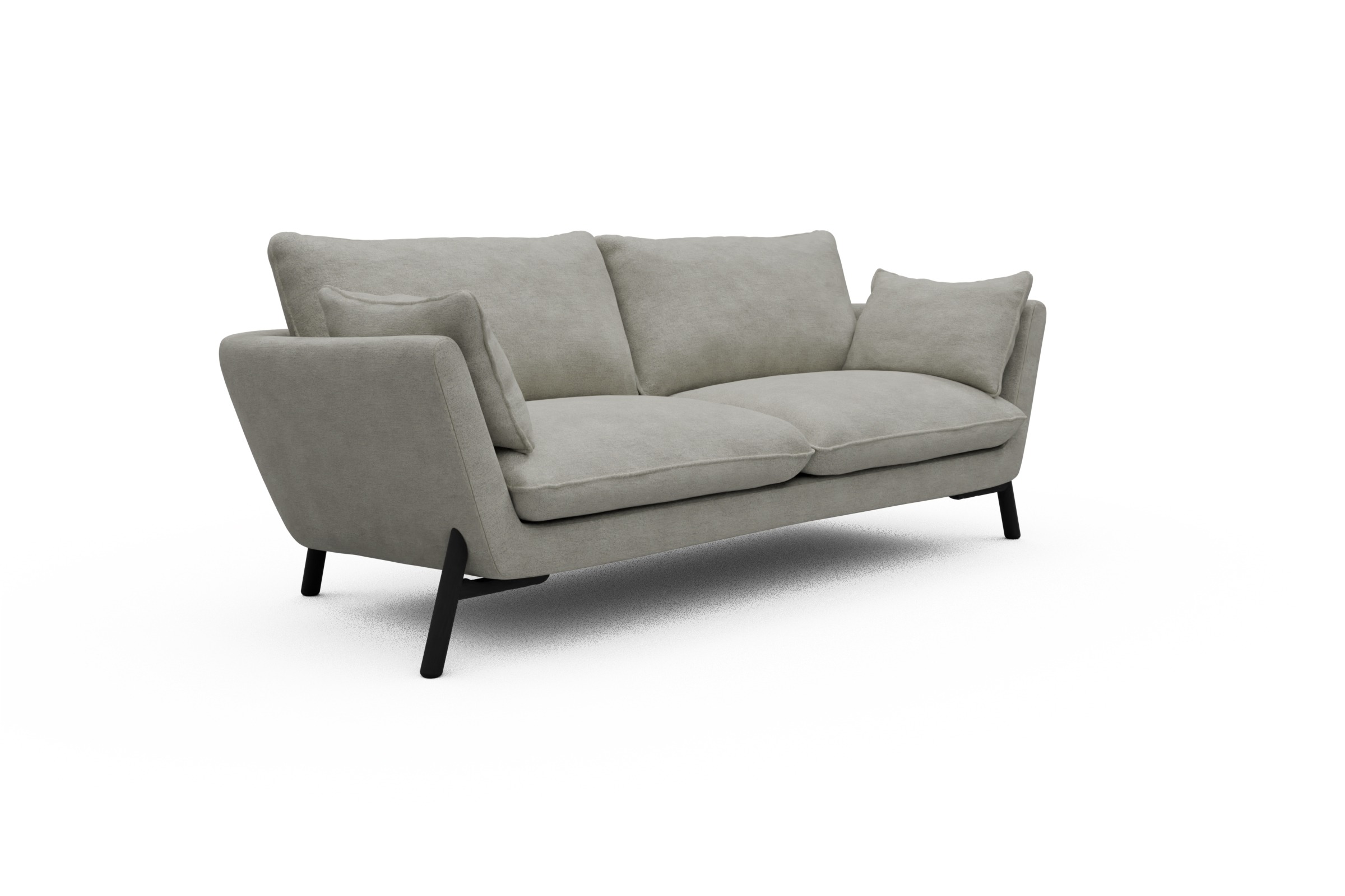 Sofa Emil 3-Sitzer Beinfarbe Eiche Schwarz Carreno-Moon-Stone-White