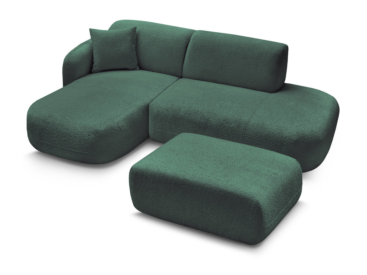 Bobochic Anda Ecksofa mit Pouf 241 × 163 cm Chenille Dunkelgrün Ecke links