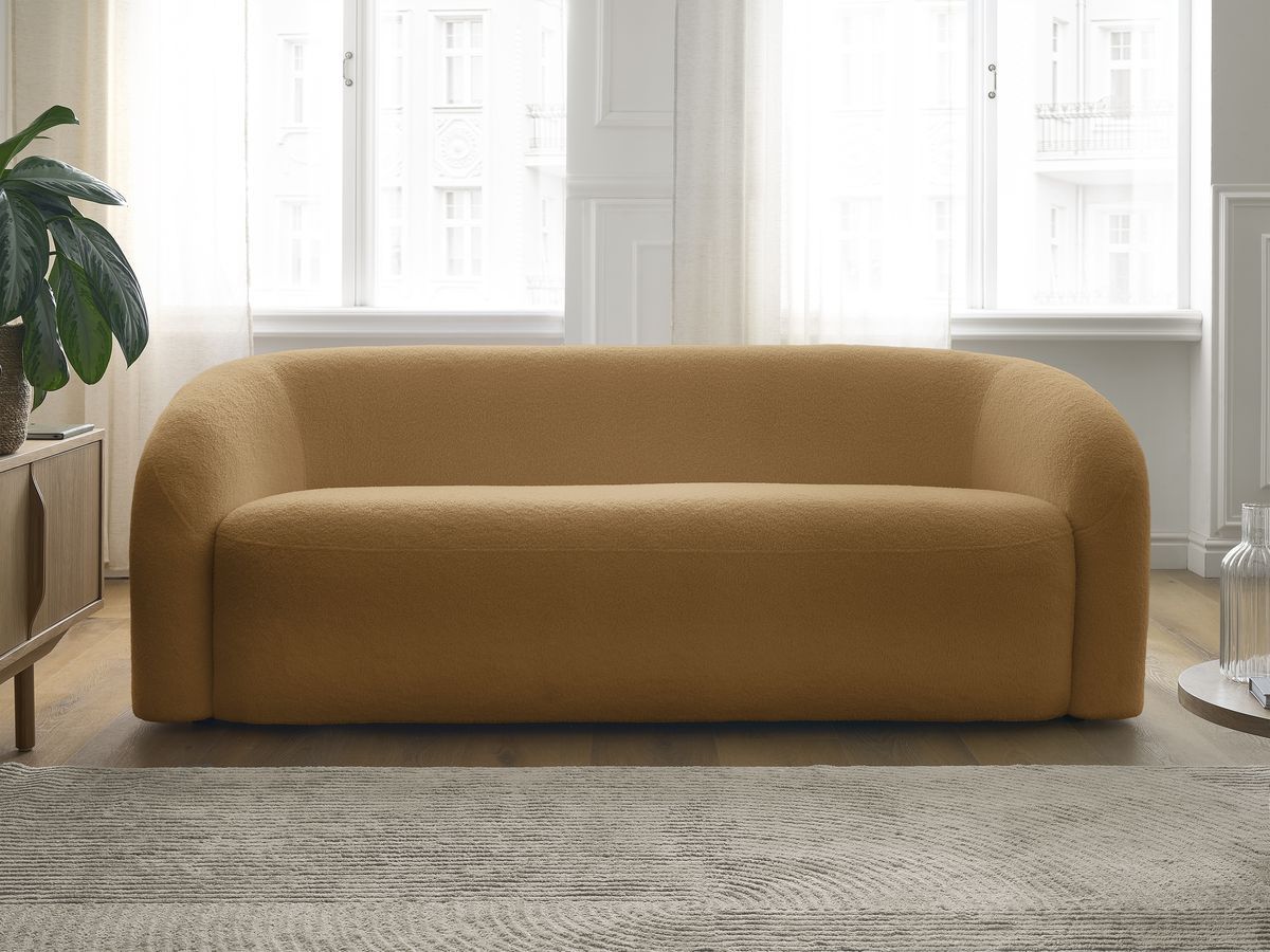 Bobochic Elina Sofa 3-Sitzer Bouclé-Stoff Gelb