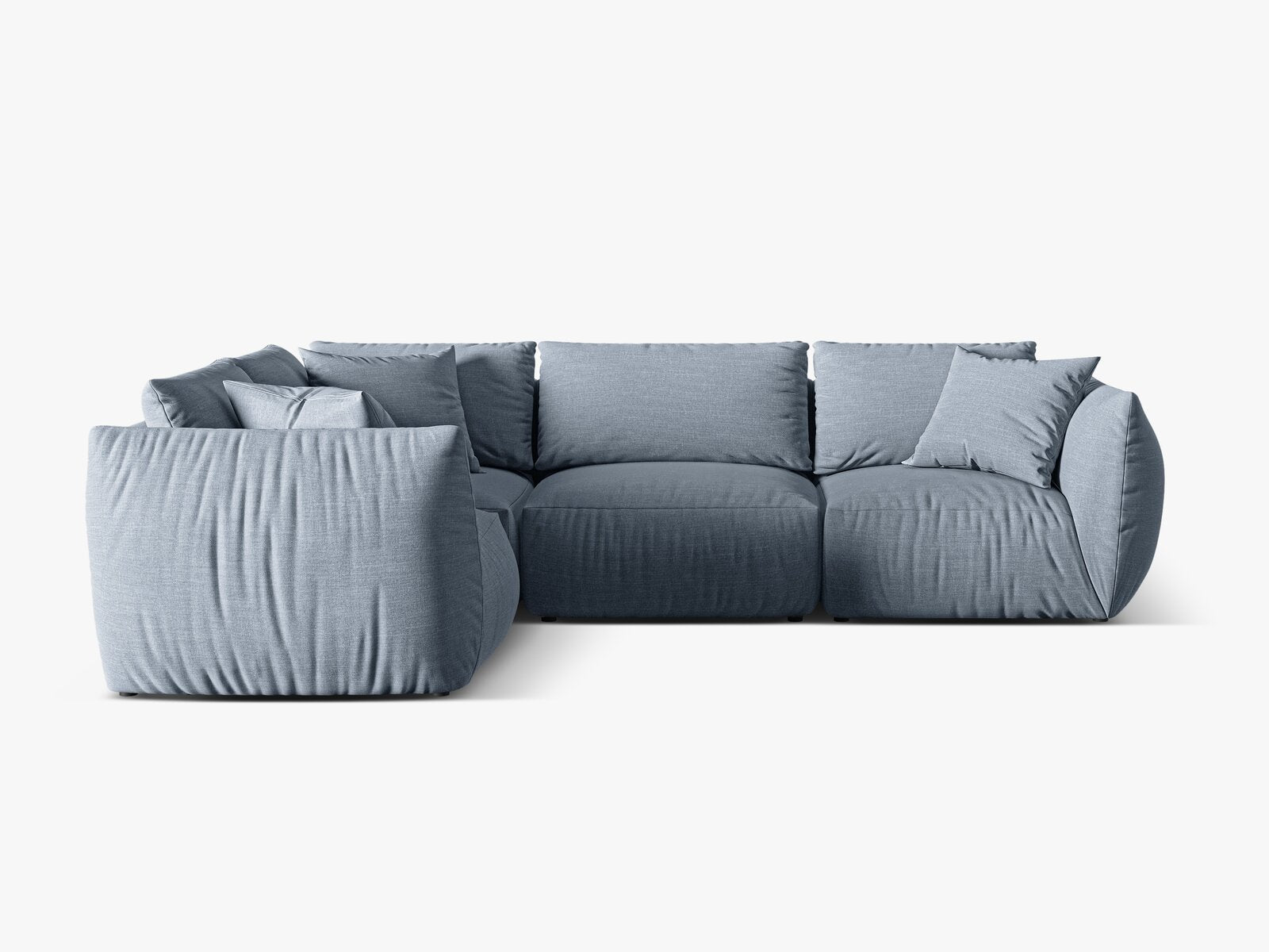 Micadoni Ecksofa Chris 4-Sitzer Links Strukturierter Stoff Gedämpftes Blau