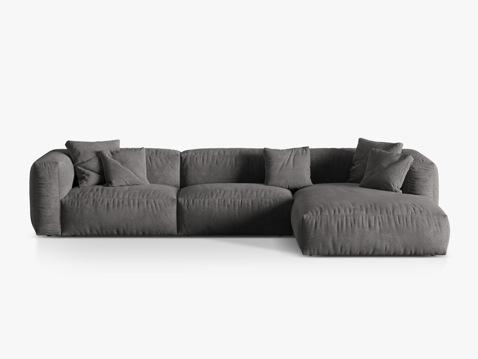 Micadoni Ecksofa Martina 3-Sitzer Rechts Samt Vogue Grau