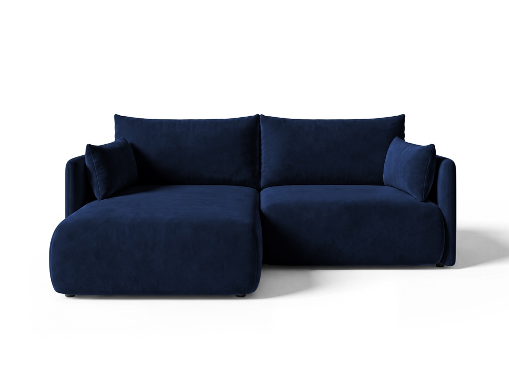 Cosmopolitan Design Ecksofa Monaco 3-Sitzer mit Schlaffunktion Samt Bluvel Königsblau Links