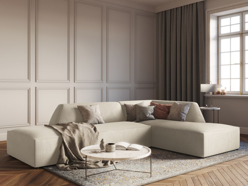 Cosmopolitan Design Ecksofa Siena 4-Sitzer offen Kord Scala Helles Beige Rechts