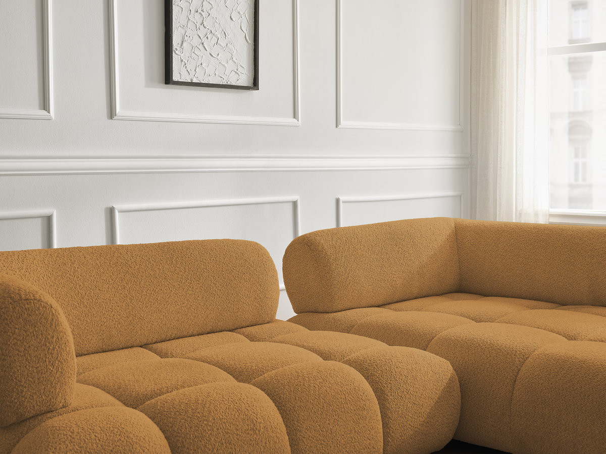 Bobochic Alya Ecksofa Bouclé-Stoff Gelb Ecke rechts