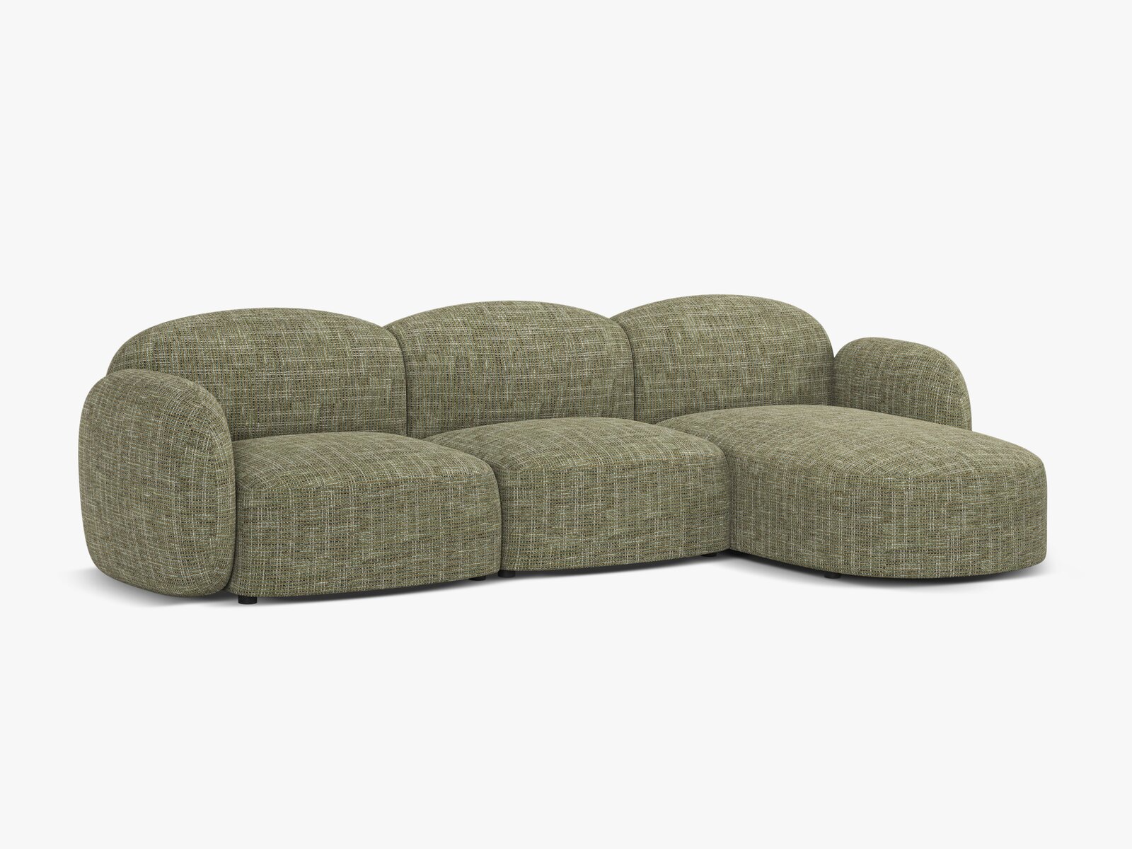 Micadoni Ecksofa Blair 4-Sitzer Rechts Strukturierter Stoff Baltimore Olive