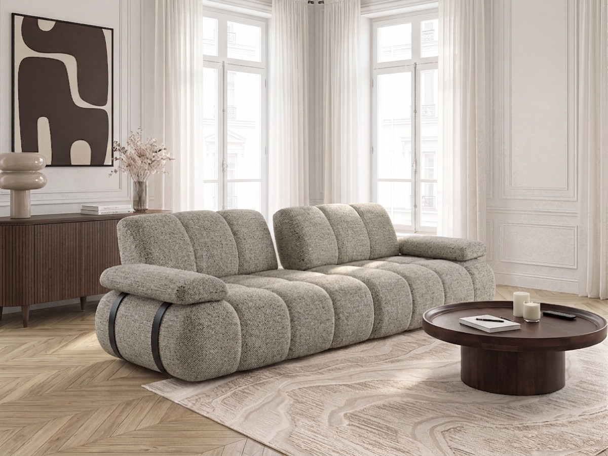 Bobochic Rivoli Sofa 4-Sitzer Melange-Stoff Taupe