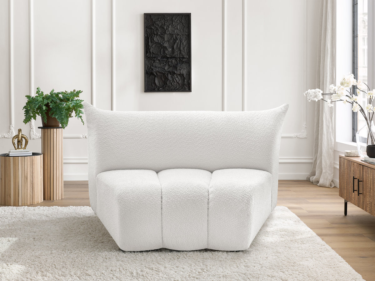Bobochic Azra Sofamodul 1-Sitzer Bouclé-Stoff Weiß