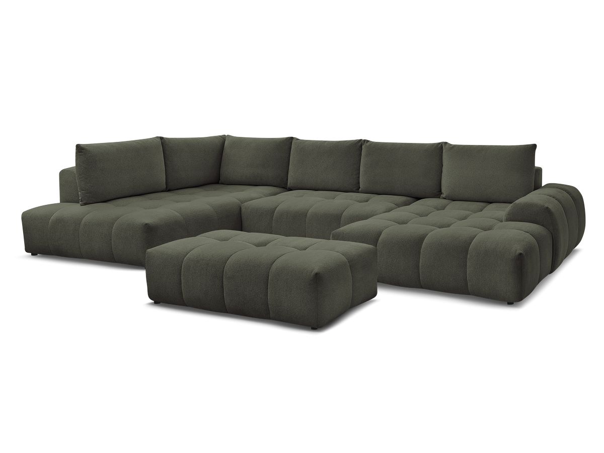 Bobochic Everest Wohnlandschaft mit Pouf, 6 Kissen Melange-Stoff Grün Ecke rechts