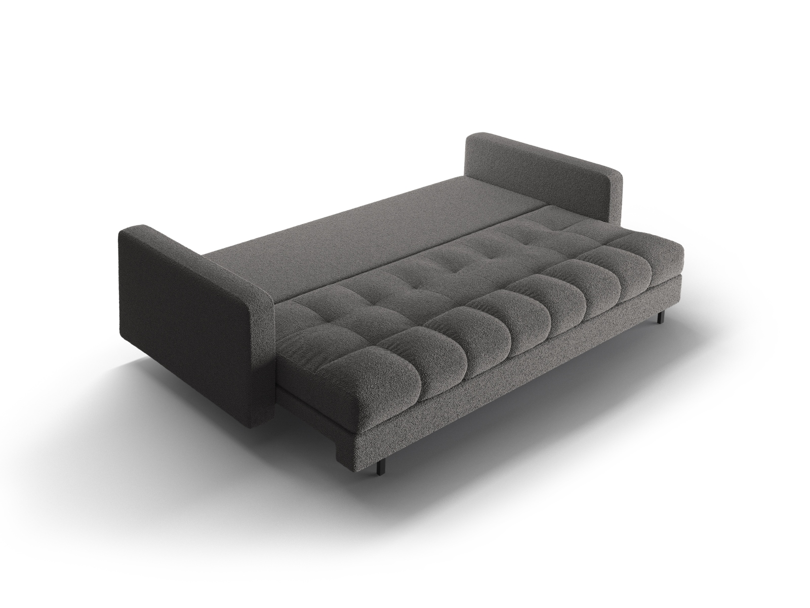 Cosmopolitan Design Schlafsofa Bali 3-Sitzer mit Bettkasten Boucle Baloo Dunkelgrau