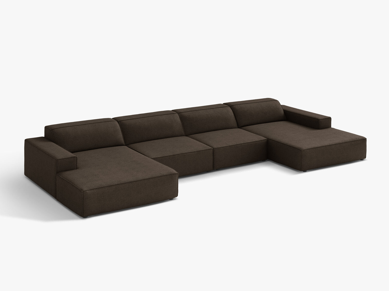Micadoni Panorama-Sofa Jodie 6-Sitzer Boucle Baloo Braun