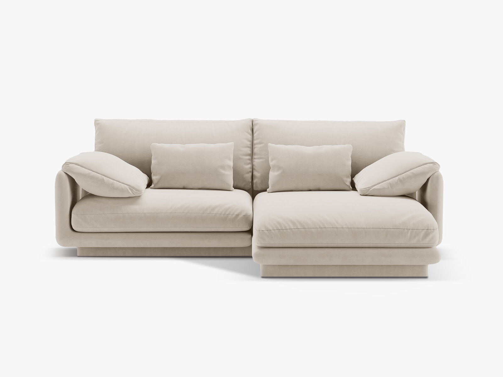 Micadoni Ecksofa Torino 3-Sitzer Rechts Samt Ecru