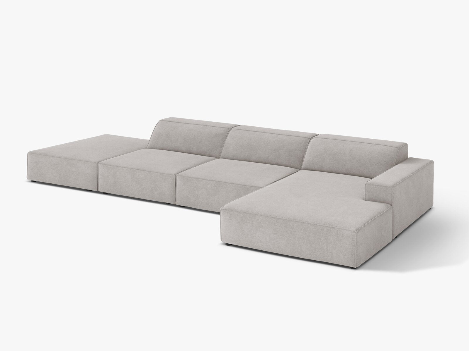 Micadoni Ecksofa Jodie 5-Sitzer Strukturierter Stoff Liberty Hellgrau Rechts