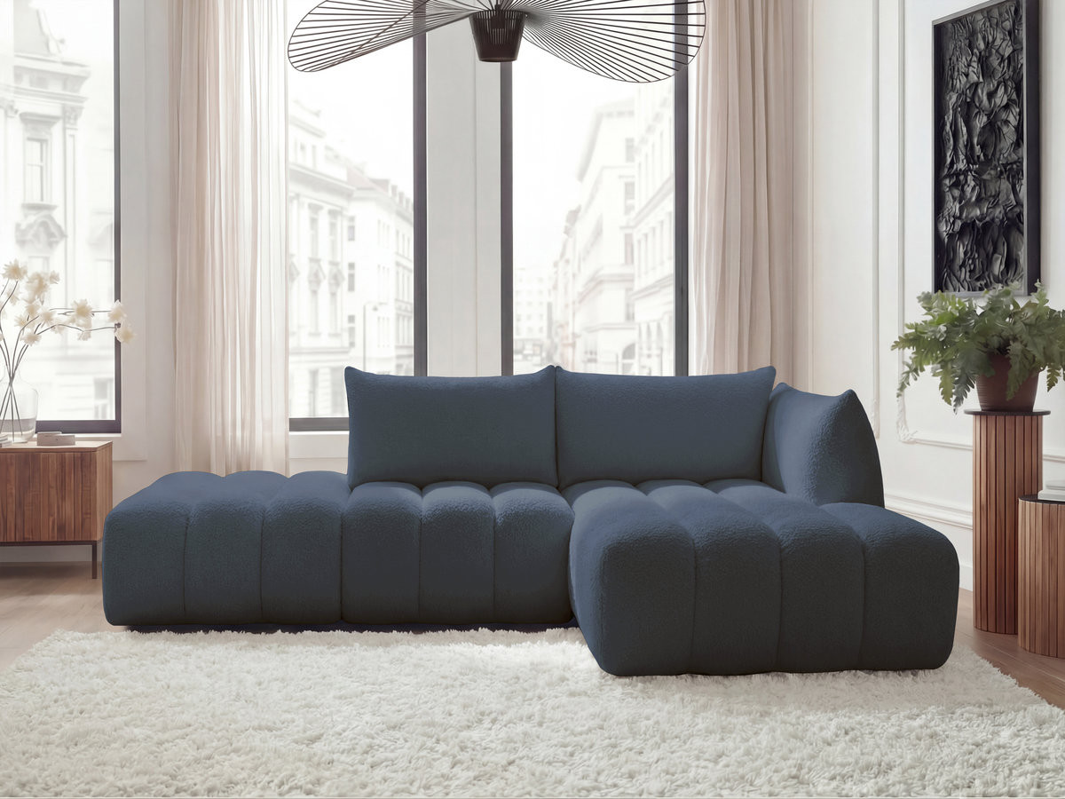 Bobochic Azra Ecksofa 319 × 178 cm Bouclé-Stoff Dunkelblau Ecke rechts