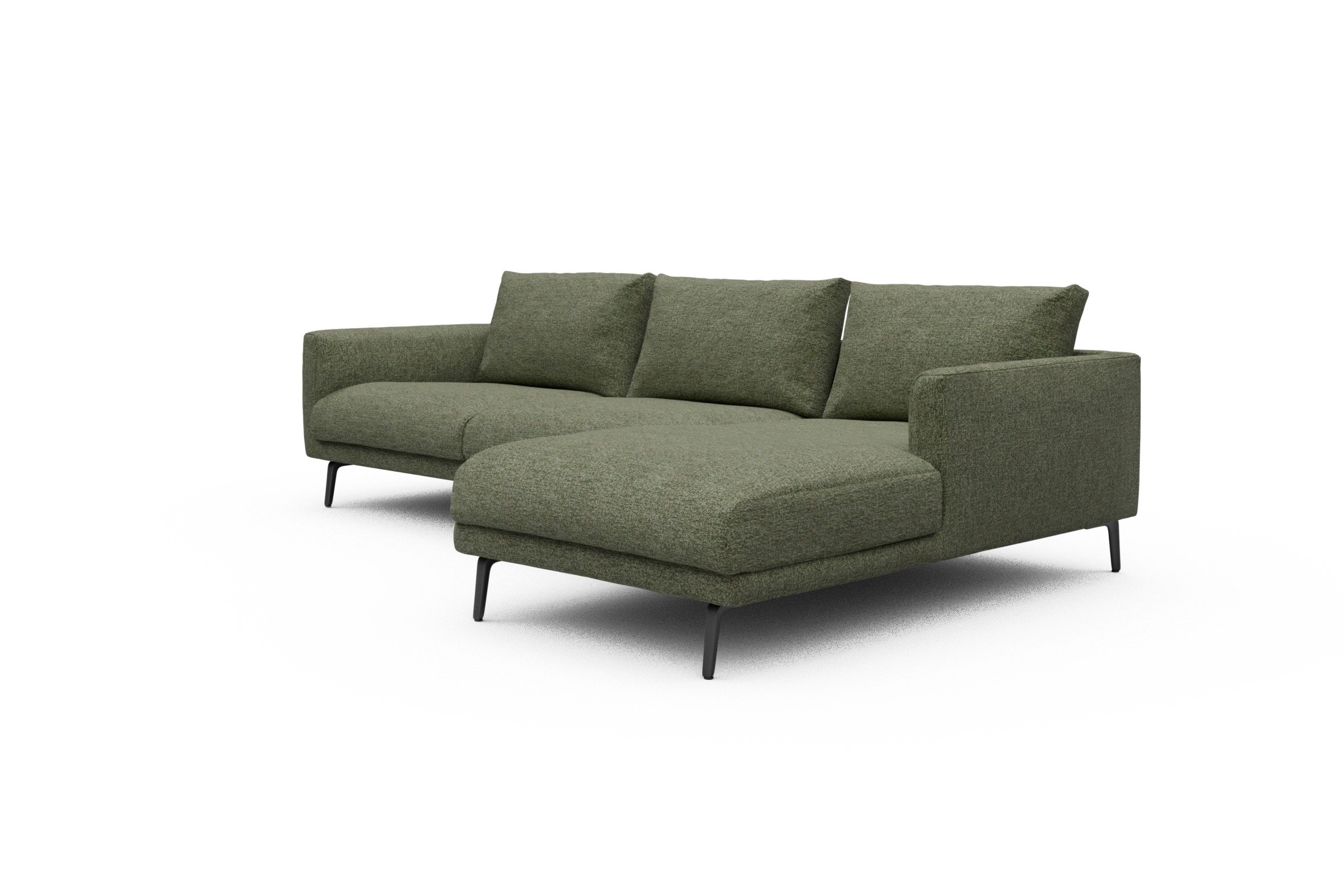 Ecksofa Karl Chaiselongue rechts mit 2,5-Sitzer Carreno-Vivid-Green