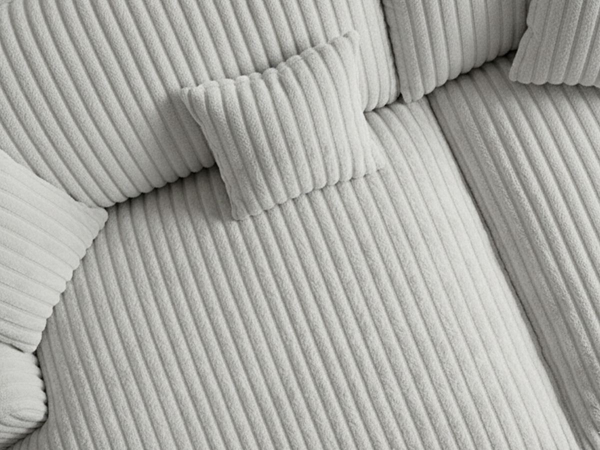 Bobochic Belem Sofa 3-Sitzer Breitcord weich Hellgrau