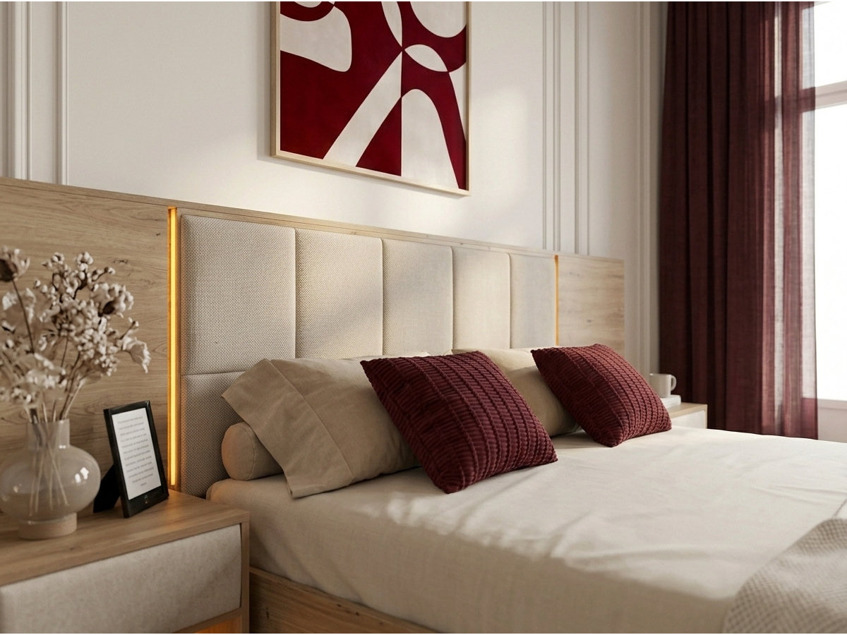 Bobochic Ryokan Polsterbett mit Bettkasten Strukturstoff Beige, Liegefläche 140 × 190 cm