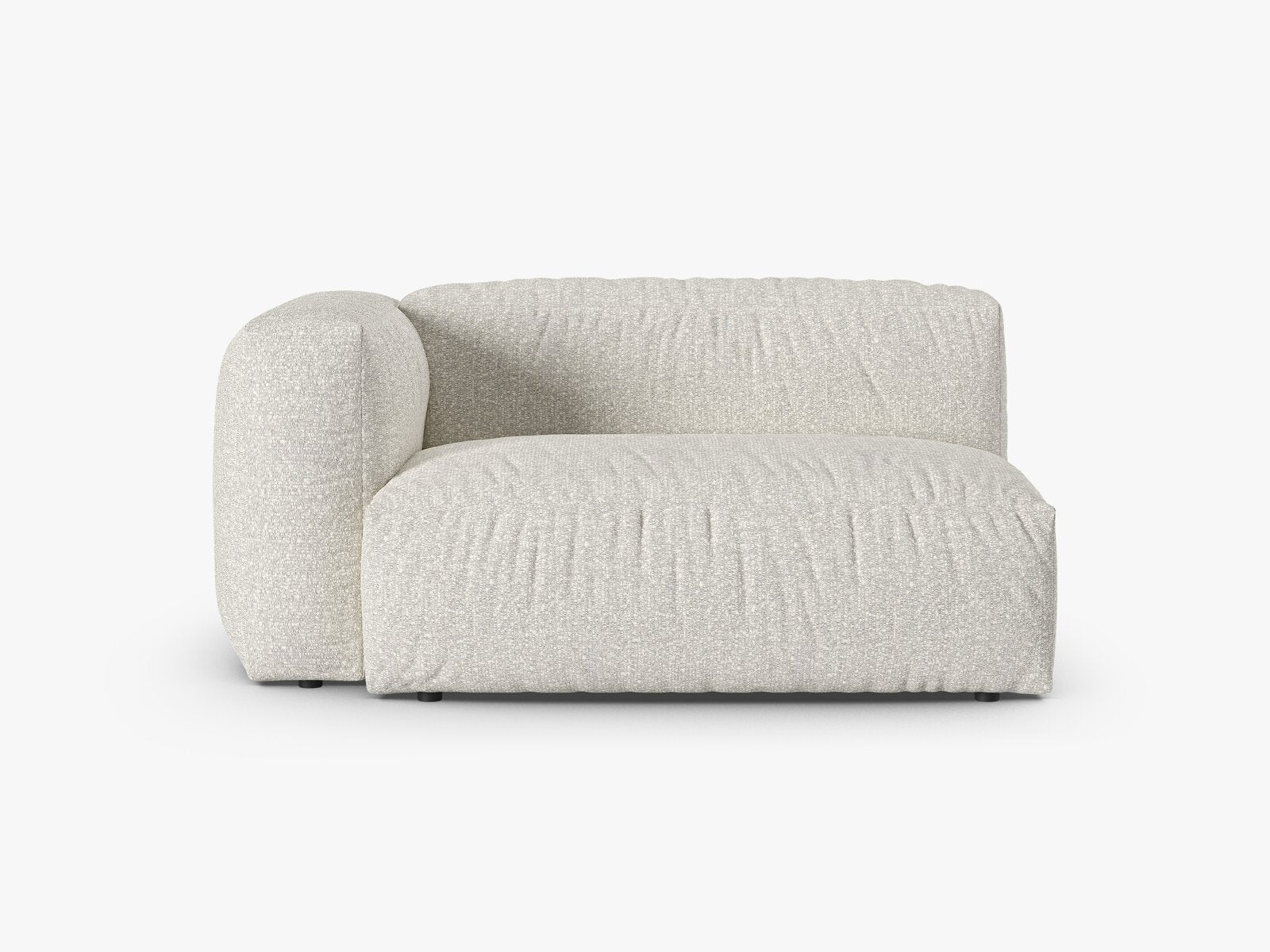 Micadoni Eckmodul mit Armlehne Martina 1-Sitzer Groß 90cm Sitztiefe Links Boucle Monet Grau Beige Melange