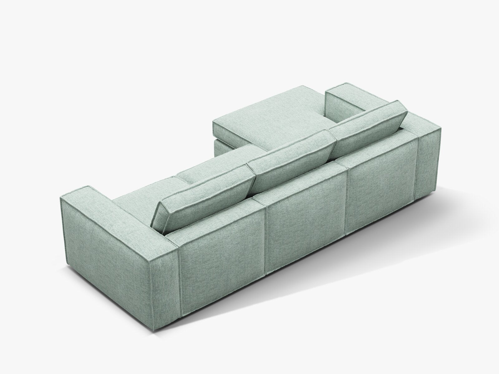 Micadoni modulares Ecksofa Pola 3-Sitzer Links Strukturierter Stoff Babel Minze