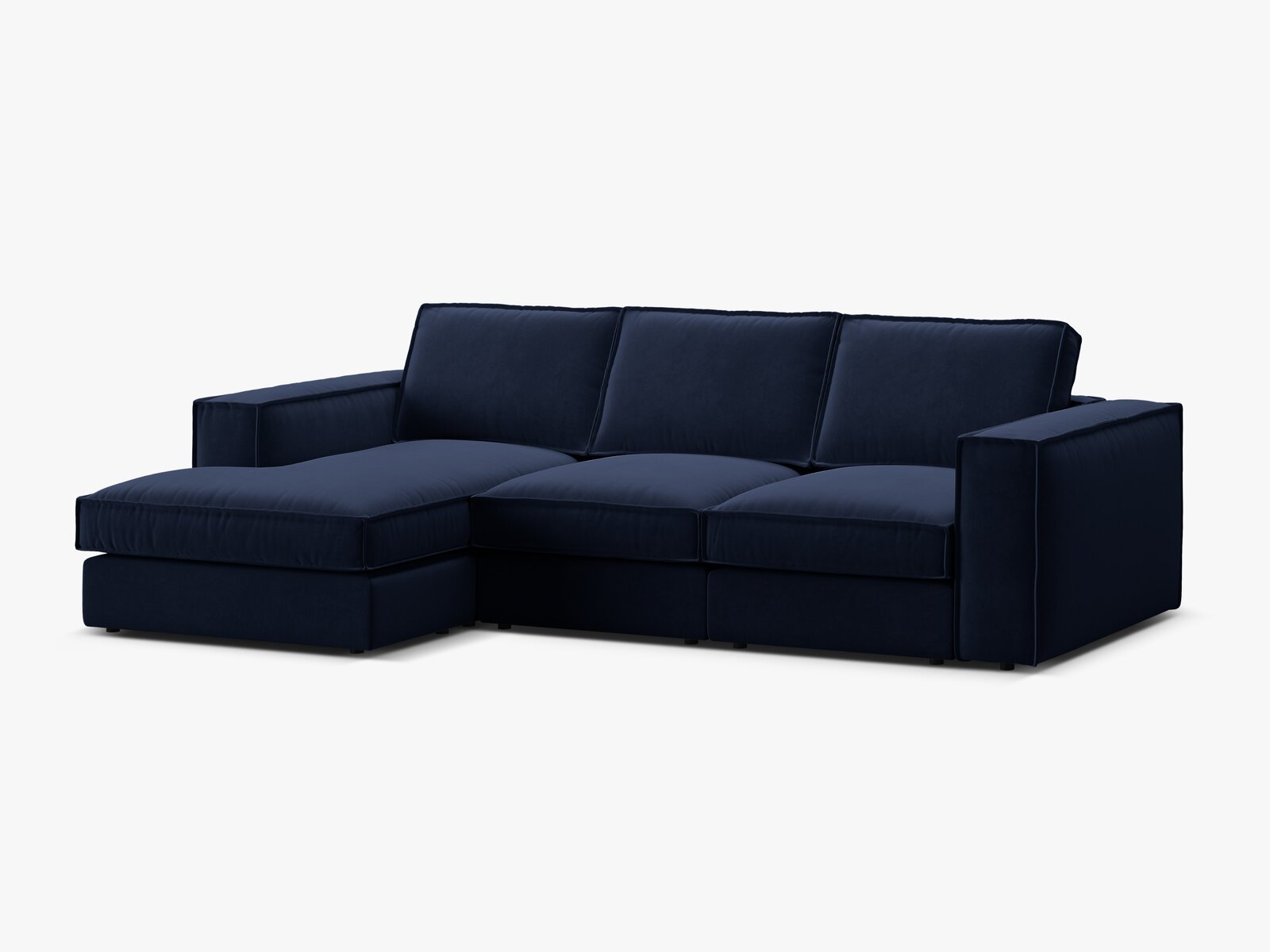 Micadoni modulares Ecksofa Pola 3-Sitzer Links Samt Salvador Königsblau
