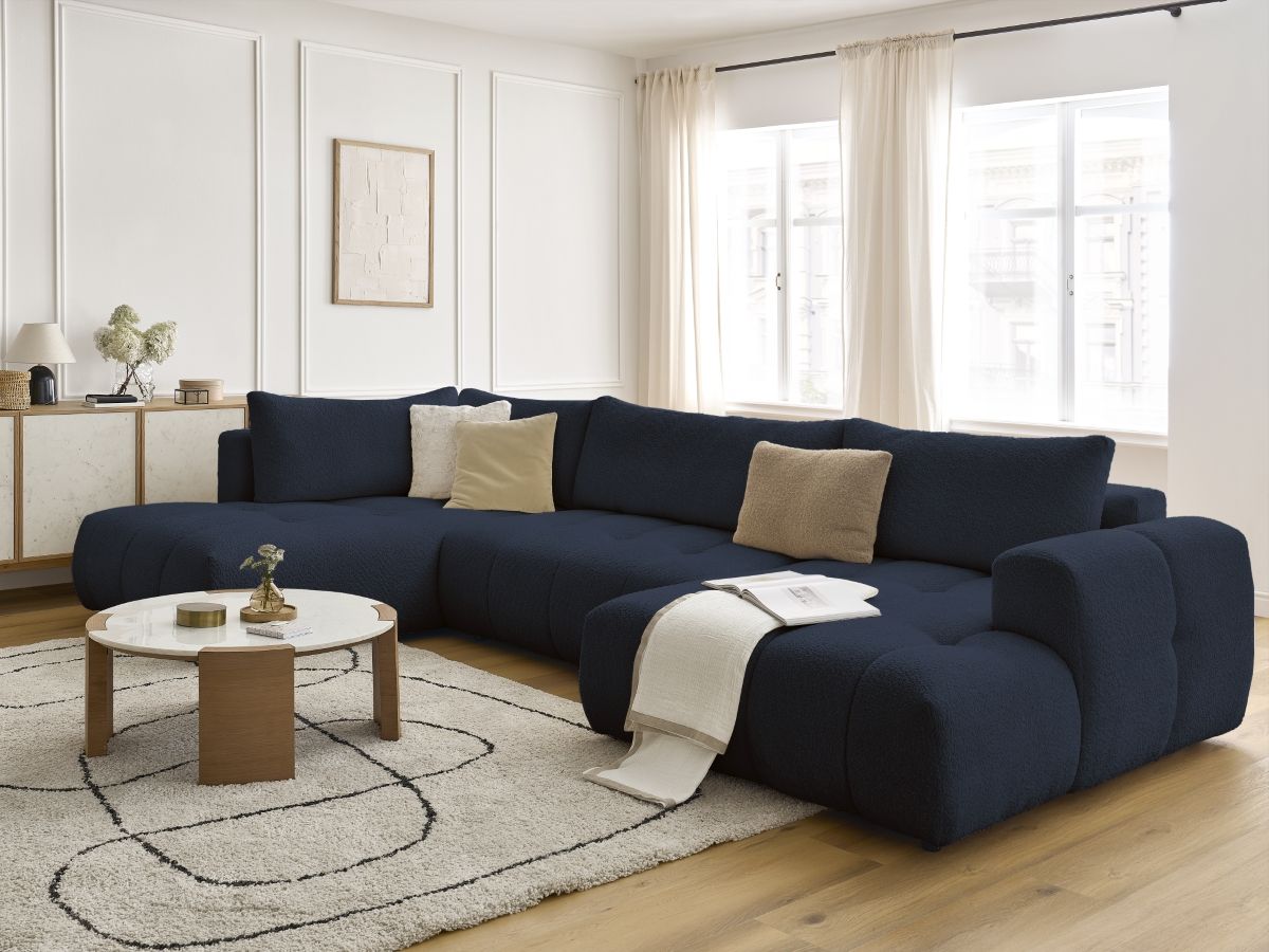 Bobochic Fuji Wohnlandschaft Bouclé-Stoff Dunkelblau Ecke rechts