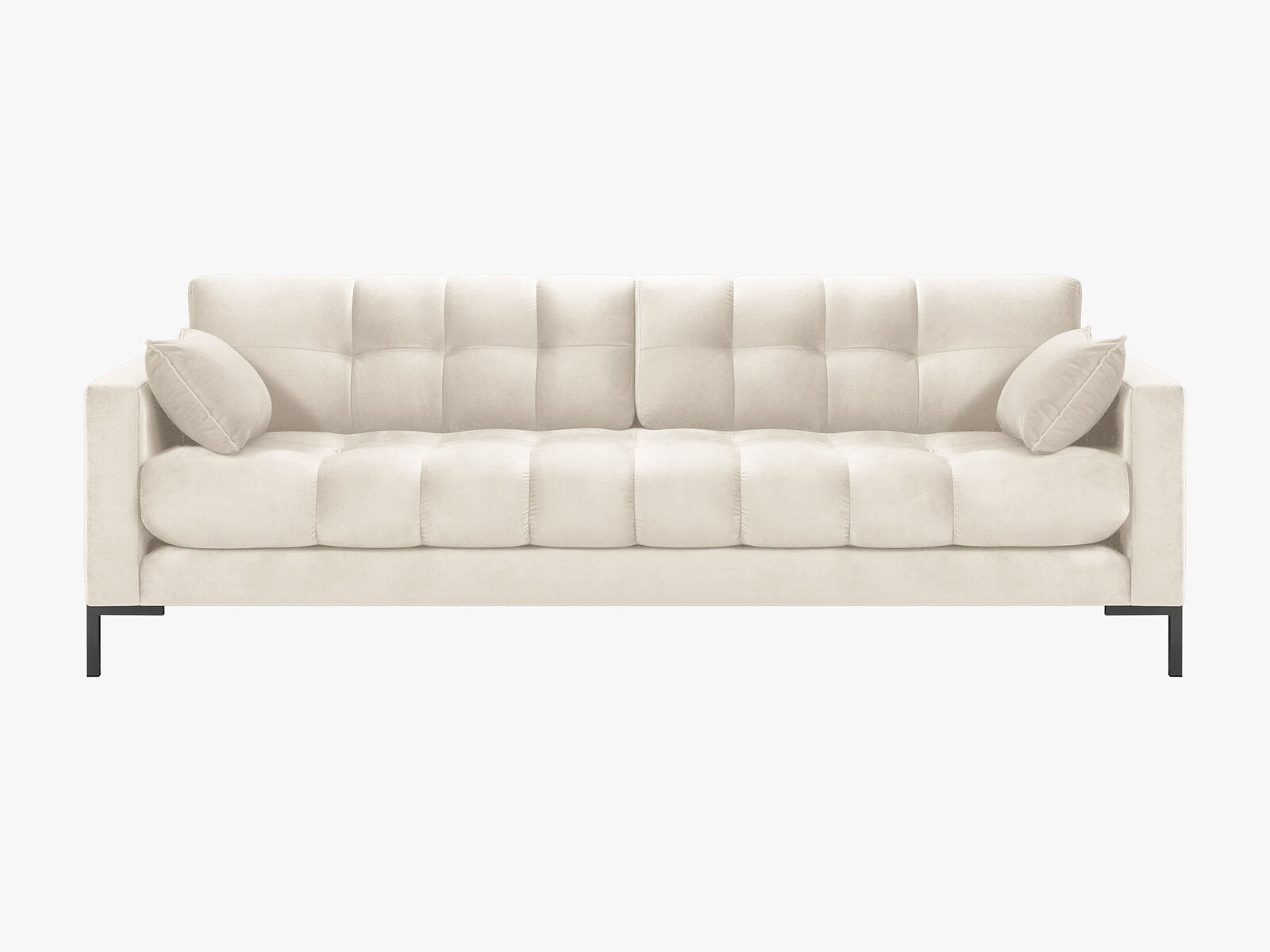 Micadoni Sofa Mamaia 4-Sitzer Samt Bluvel Helles Beige schwarze Beine