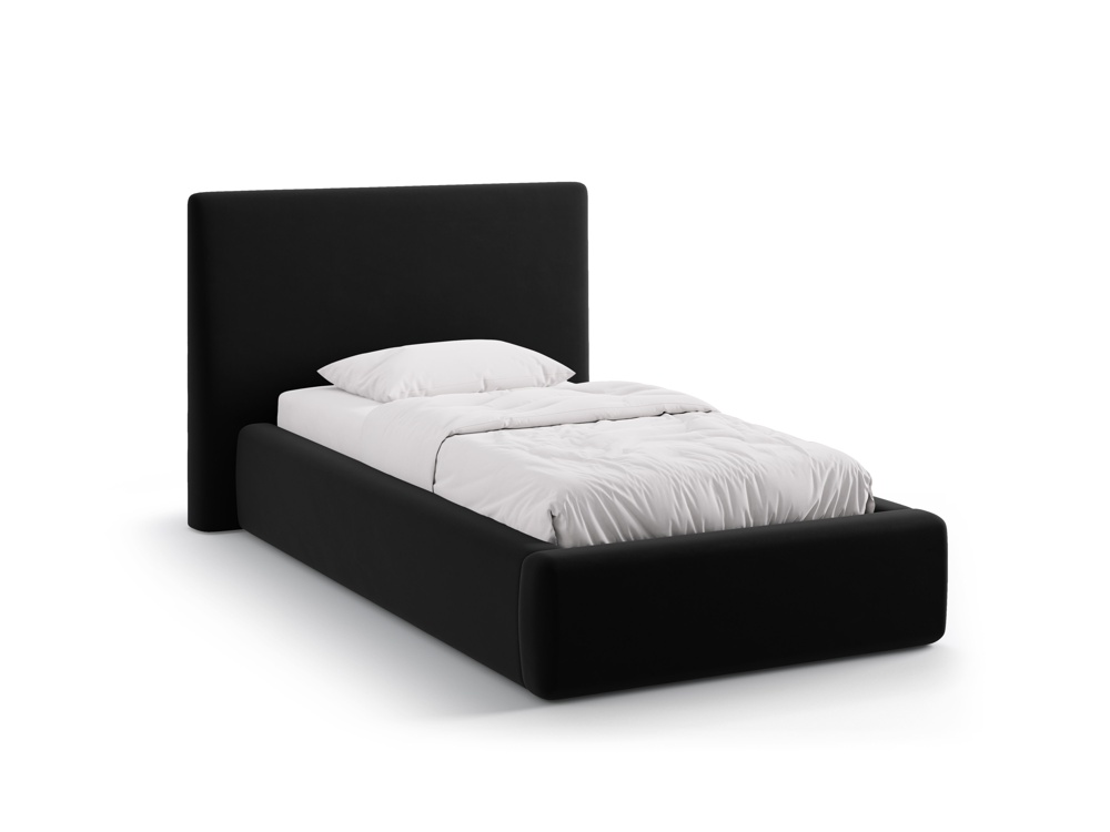 Cosmopolitan Design Stauraumbett mit Kopfteil Asti Samt Magic Velvet Schwarz
