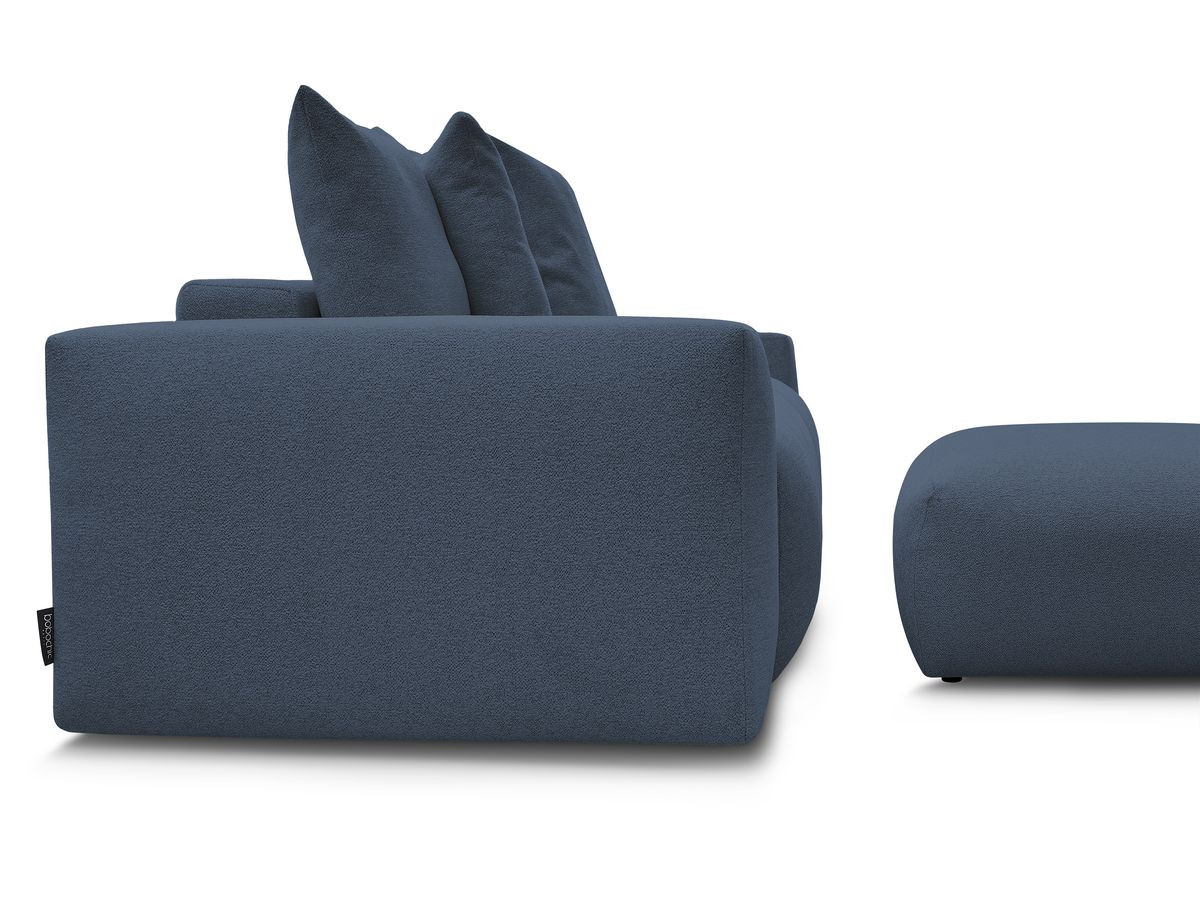 Bobochic Voltaire Schlafsofa 4-Sitzer mit Bettkasten und Pouf Melange-Stoff Dunkelblau