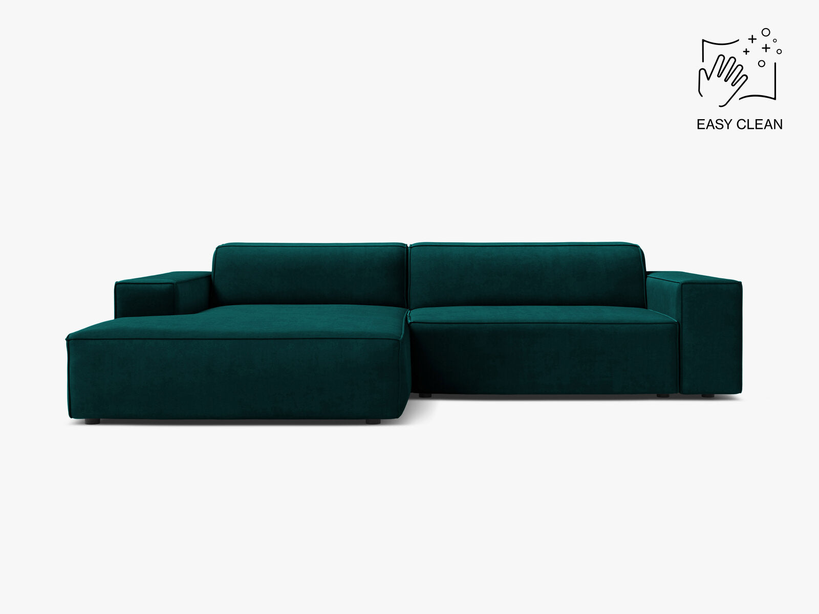 Micadoni Ecksofa Jodie 3-Sitzer Samt Venus Dunkel Petrol Links