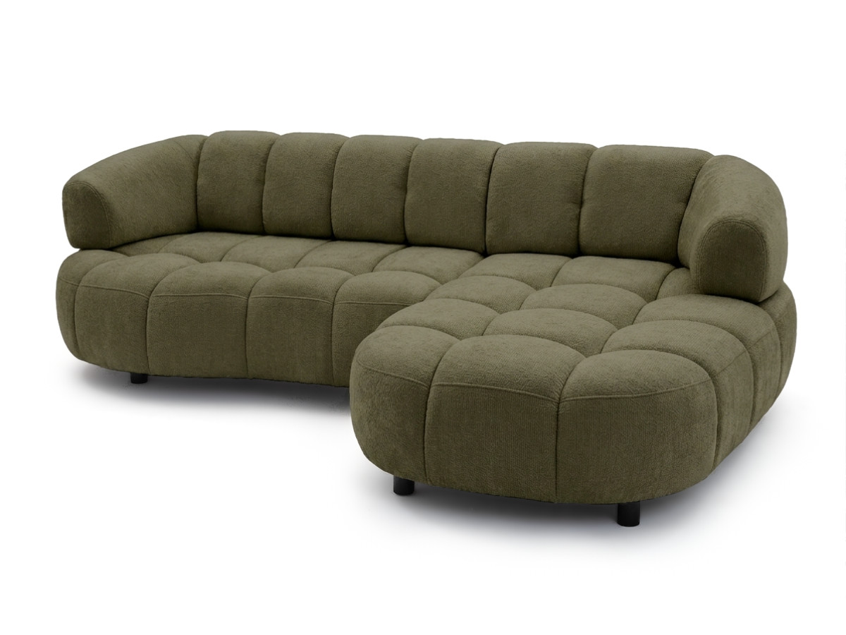 Bobochic Lovely Ecksofa mit Schlaffunktion Stoff Grün Ecke rechts