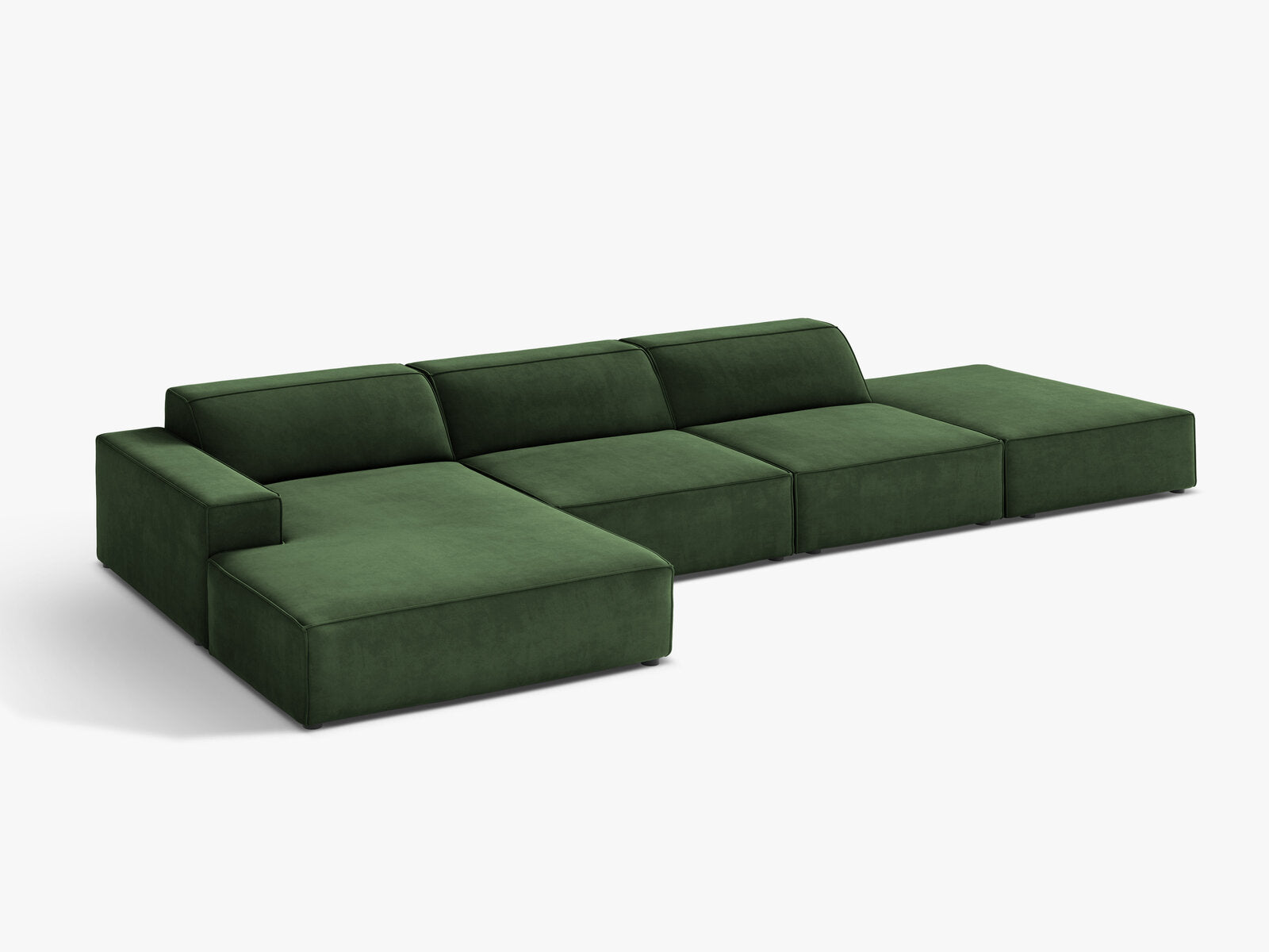 Micadoni Ecksofa Jodie 5-Sitzer Samt Venus Flaschengrün Links