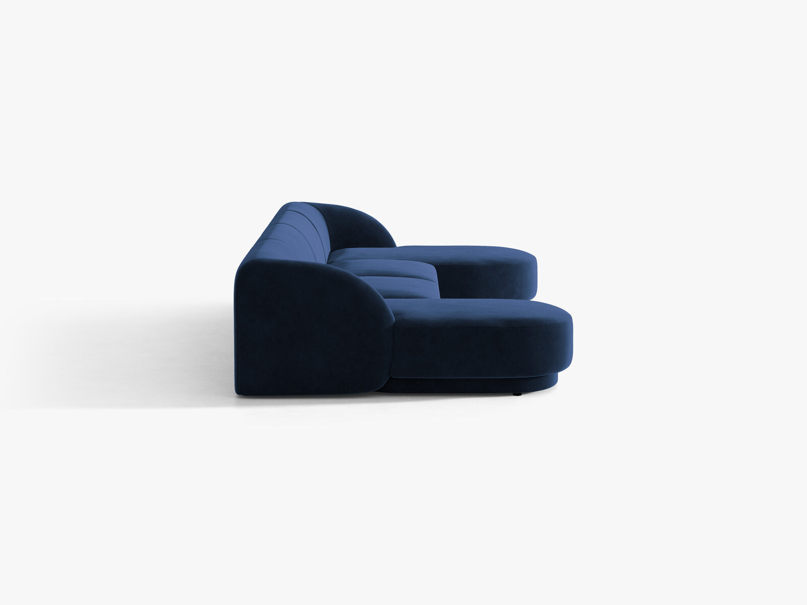 Micadoni Panorama-Sofa Miley 5-Sitzer Samt Bluvel Königsblau