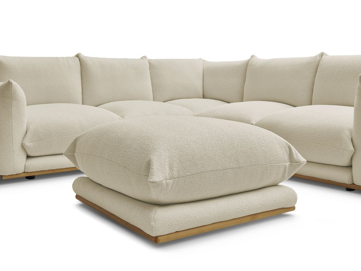 Bobochic Ernest Ecksofa mit Pouf Bouclé-Stoff Beige