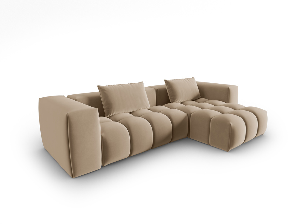 Cosmopolitan Design Ecksofa Verona 3-Sitzer Samt Casino Mandelbeige Rechts