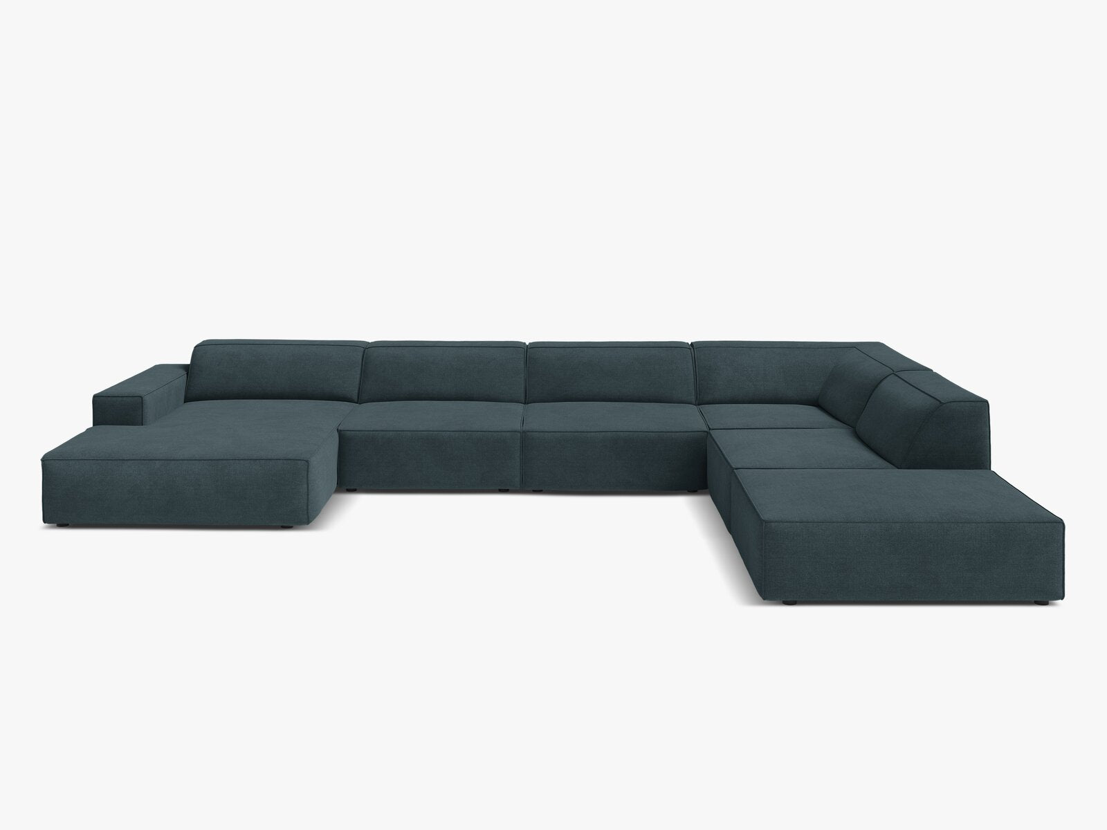 Micadoni Panorama-Ecksofa Jodie 7-Sitzer Strukturierter Stoff Liberty Dunkel Petrol Rechts