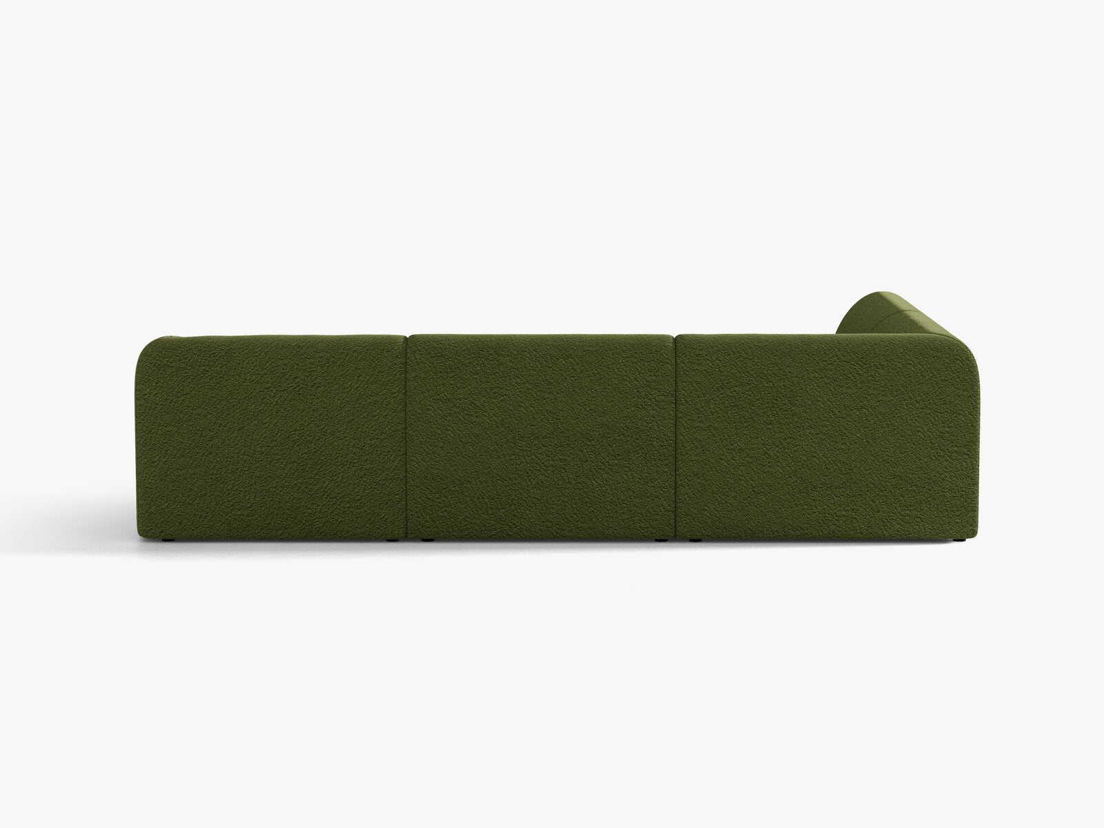 Micadoni Ecksofa Miley 6-Sitzer Links Boucle Baloo Dunkel-Olivgrün