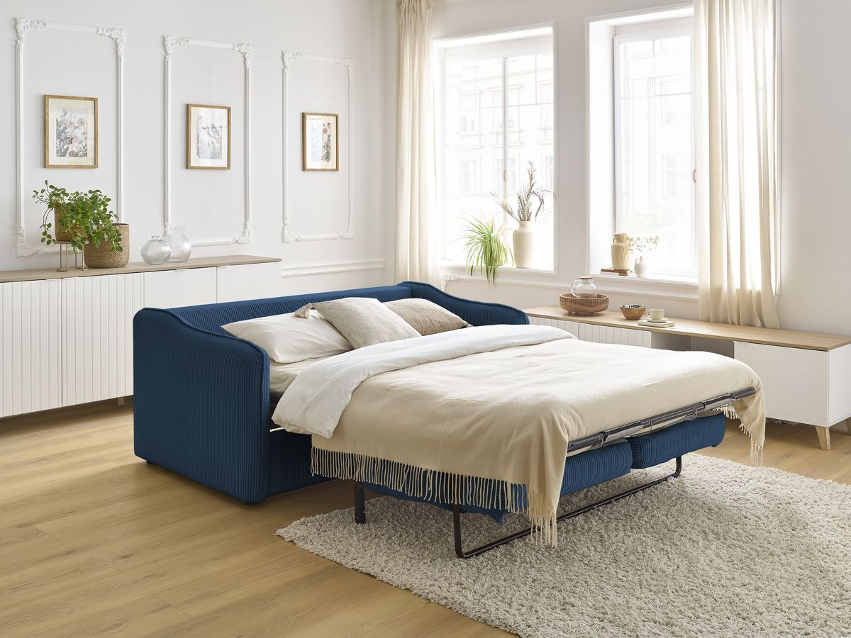 Bobochic Lenny Schlafsofa 3-Sitzer Cordsamt Dunkelblau