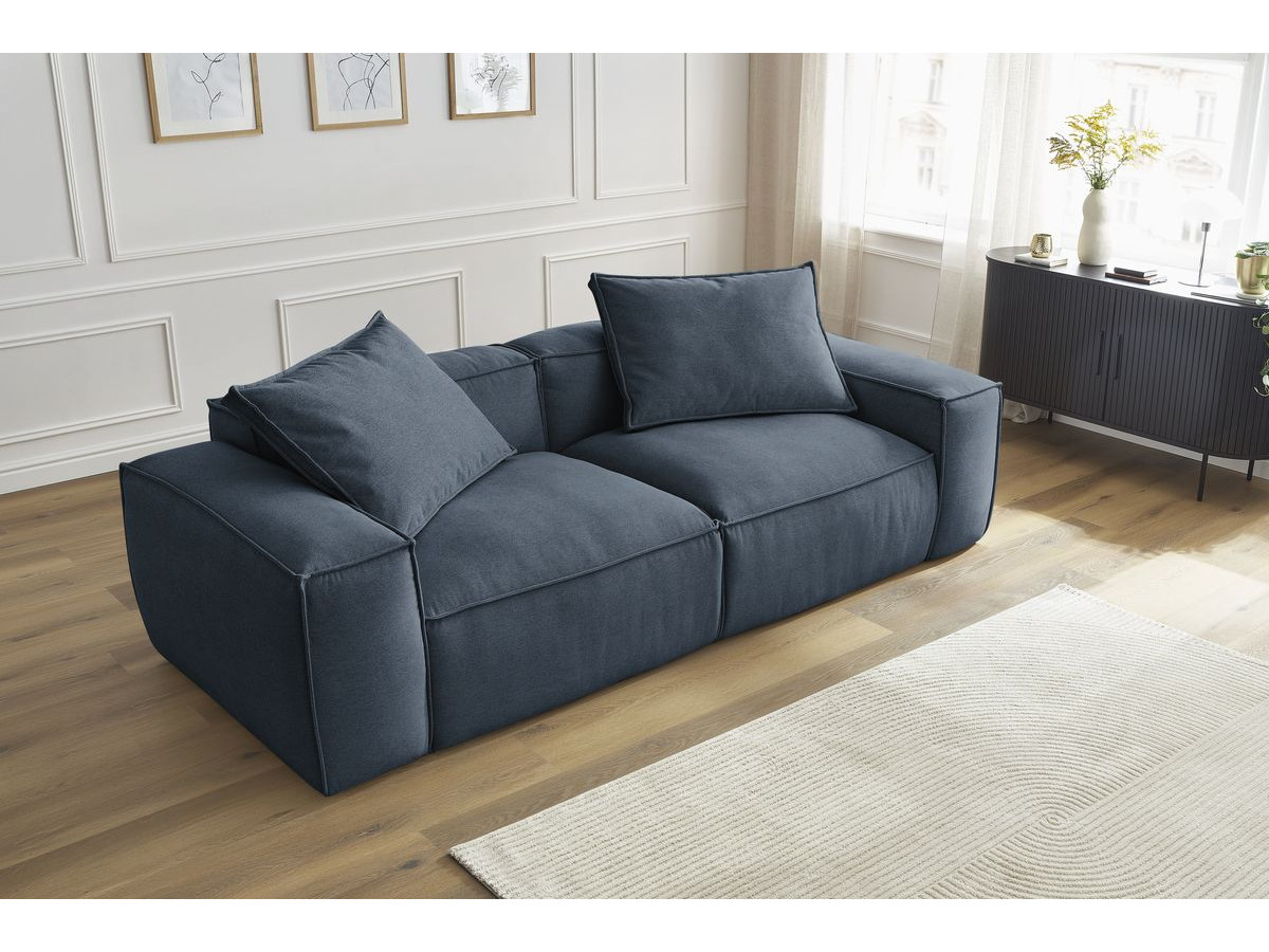 Bobochic Boheme Sofa 3-Sitzer Melange-Stoff Dunkelblau