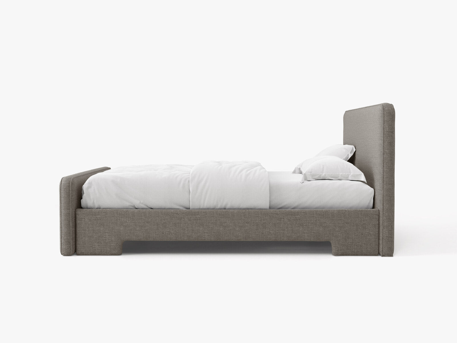 Micadoni Eda Bett mit Kopfteil Strukturierter Stoff Bjorn Warmes Grau 140x200