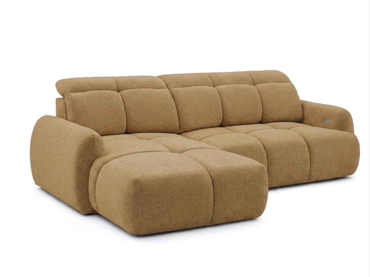 Bobochic Ruby Ecksofa mit Schlaffunktion und Bettkasten Chenille Gelb Ecke links