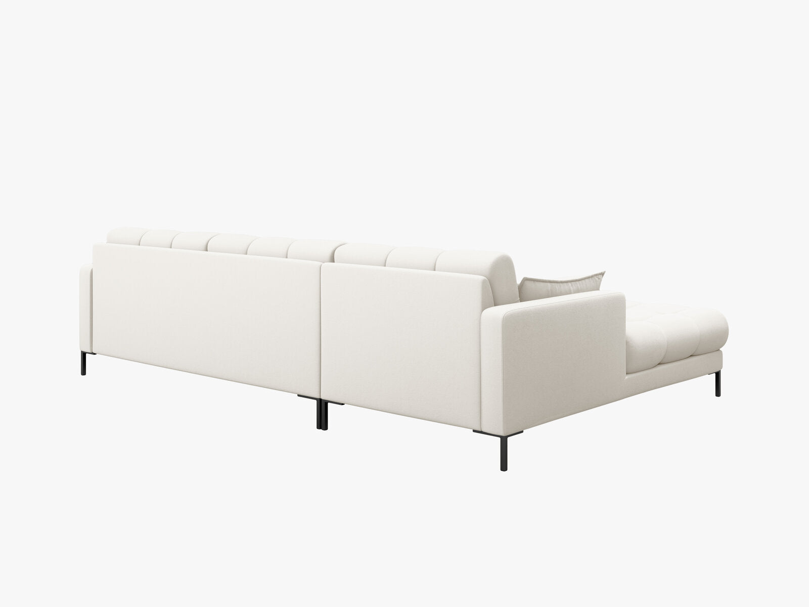 Micadoni Ecksofa Mamaia 5-Sitzer Links Strukturierter Stoff Neve Helles Beige schwarze Beine